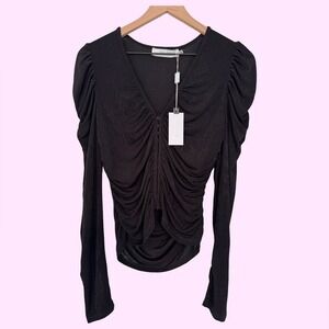 ASTR the label encino ruched long sleeve Blouse top NWT